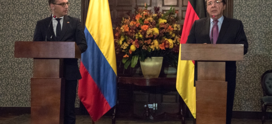 Los Ministros de Relaciones Exteriores de Colombia y Alemania, Carlos Holmes Trujillo y Heiko Maas, dialogaron sobre estabilización, convivencia pacífica y temas de la agenda bilateral