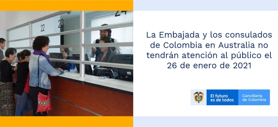 La Embajada y los consulados de Colombia en Australia no tendrán atención al público el 26 de enero de 2021